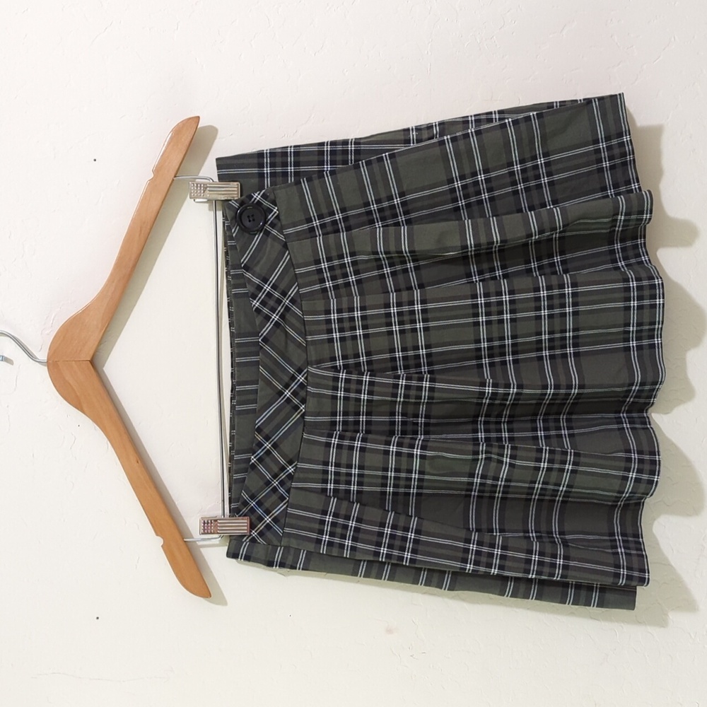 3/$20🌟 Joe B by Joe Benbasset Vintage Green Plaid Pleated Front Wrap Skirt XL